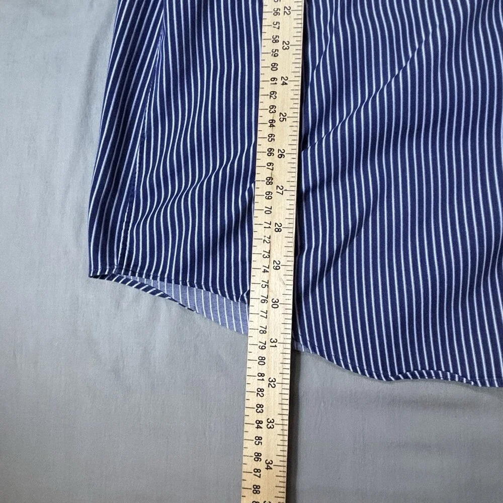 Paul Fredrick Dress Shirt Mens 16.5-37  White Blue Cotton Casual Fast Shipping - Picture 3 of 10